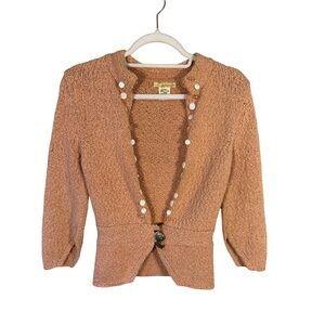 Kenzie Peach Blush Knit Cardigan Sweater Size S Cottagecore Feminine Romantic